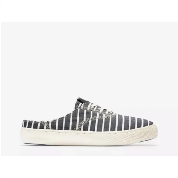 New Cole Haan Grandpro Women Deck Mule Sneaker  Freeport Stripe Blue White 11 - Picture 2 of 7